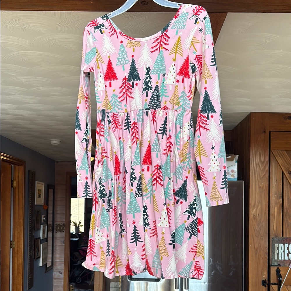 Colorful Kids Dress with Tree Print